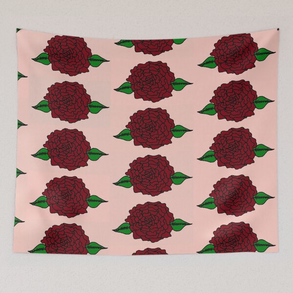 Item preview, Red Rose Hand Drawn Folk Artwork designed and sold by Earth Nature Creations.