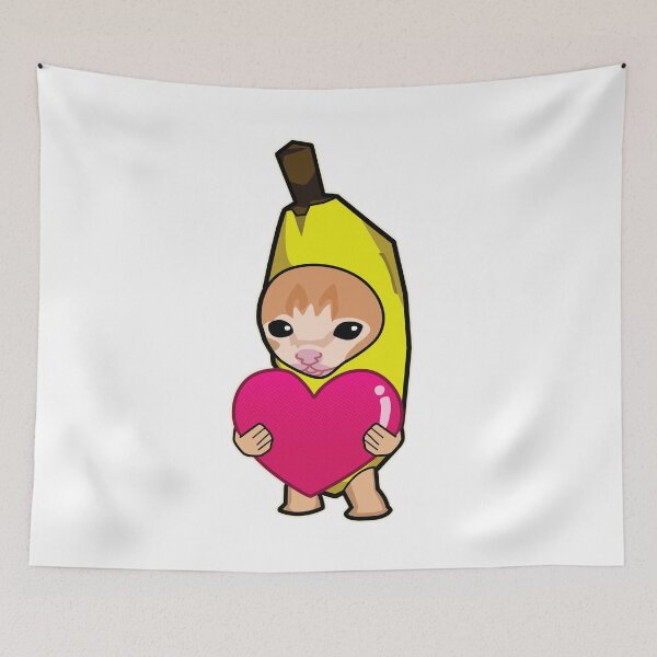 Item preview, banana cat holding heart (on white) meme designed and sold by Rzera-.