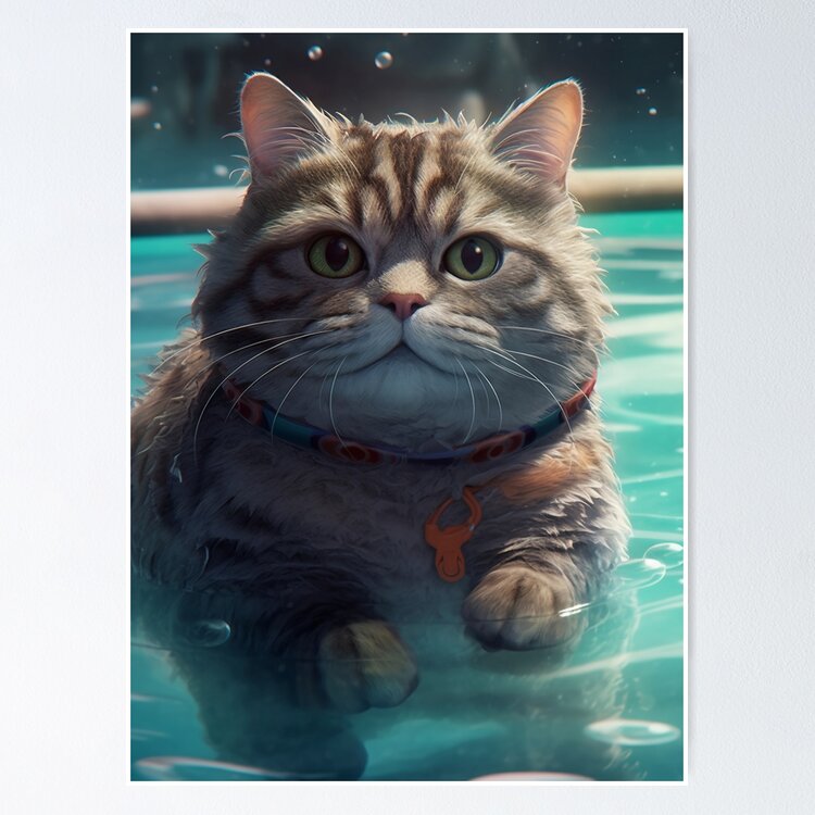 Swim Bubble Cat | Poster