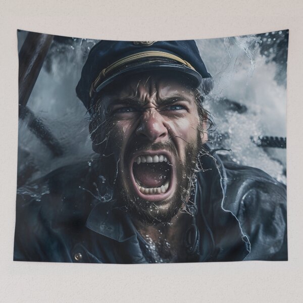 Item preview, Male Essence V: Illustration of a brave sailor facing the fury of the ocean in an epic battle against the waves. designed and sold by InsaneLEDP.