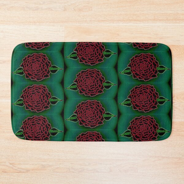 Item preview, Red Rose Green Aura Hand Drawn Folk Artwork designed and sold by Earth Nature Creations.