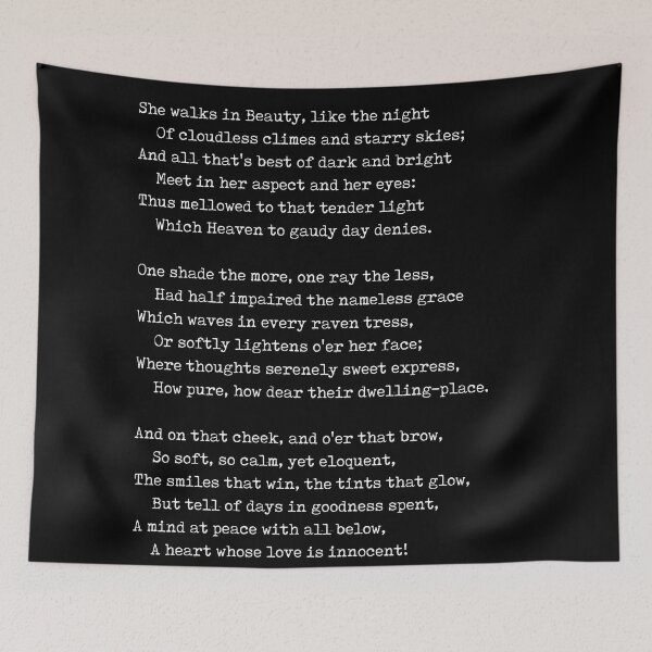 Item preview, She Walks In Beauty - George Gordon Byron Poem - Literature - Typewriter Print - Black designed and sold by Studio Grafiikka.