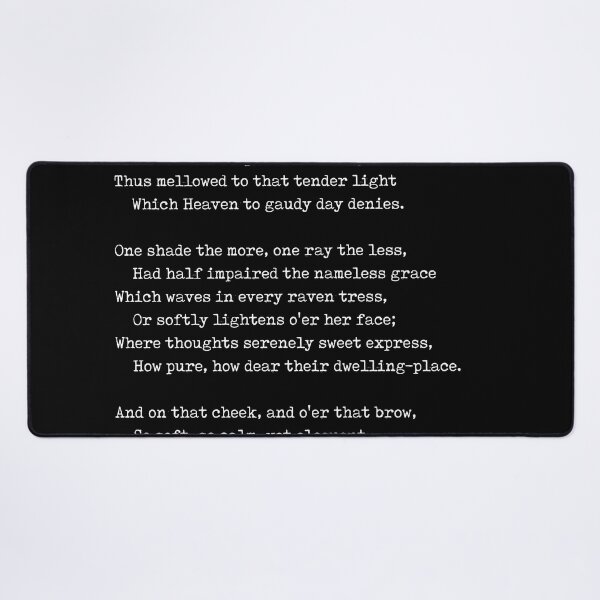 Item preview, She Walks In Beauty - George Gordon Byron Poem - Literature - Typewriter Print - Black designed and sold by Studio Grafiikka.