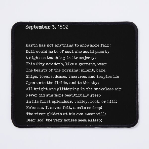 Item preview, Composed Upon Westminster Bridge - William Wordsworth Poem - Literature - Typewriter Print - Black designed and sold by Studio Grafiikka.