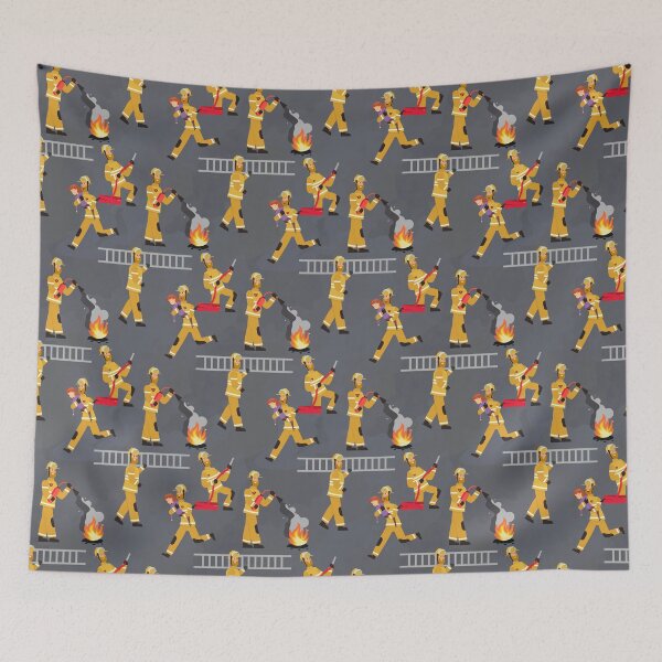 Item preview, Firefighter cartoon working action Design Print Pattern designed and sold by Kriengsaktalek.
