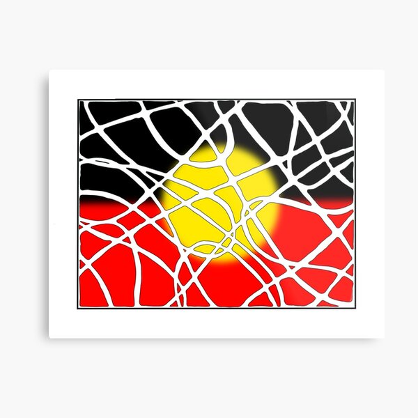 Item preview, Aboriginal Indigenous Flag White Line Art designed and sold by Decaying-corpse.