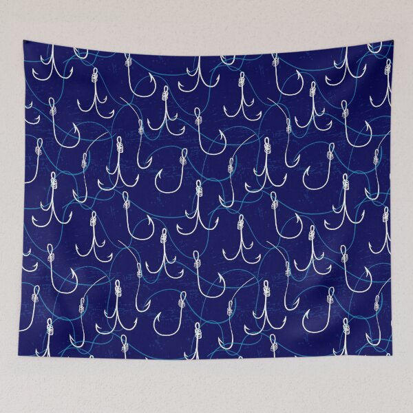 Item preview, Fishing Fish hook Blue Design Print Pattern designed and sold by Kriengsaktalek.