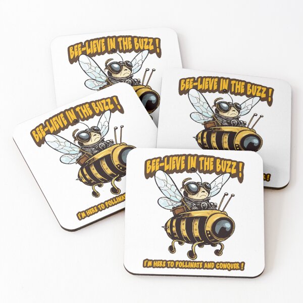 Item preview, A determined bee wearing aviator goggles piloting a tiny steampunk-inspired airship designed and sold by thematics.