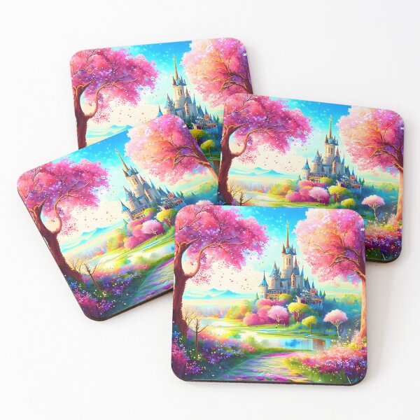 Item preview, Fairytale Spring: Watercolor Castle, Blooming Pink Trees and Enchanting Mood designed and sold by byaz3.