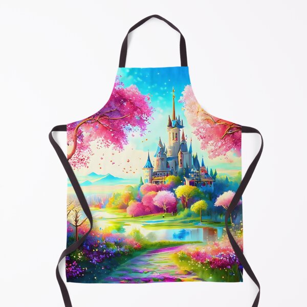 Item preview, Fairytale Spring: Watercolor Castle, Blooming Pink Trees and Enchanting Mood designed and sold by byaz3.