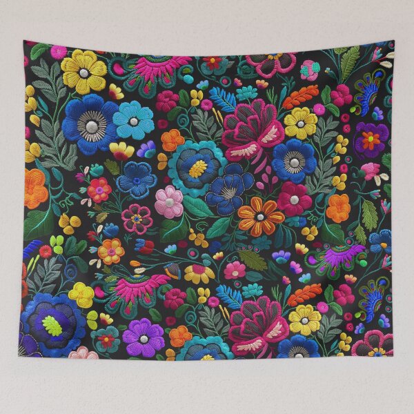 Item preview, Mexican Spanish Embroidered-Looking Flower Pattern 3 designed and sold by elizdesign.