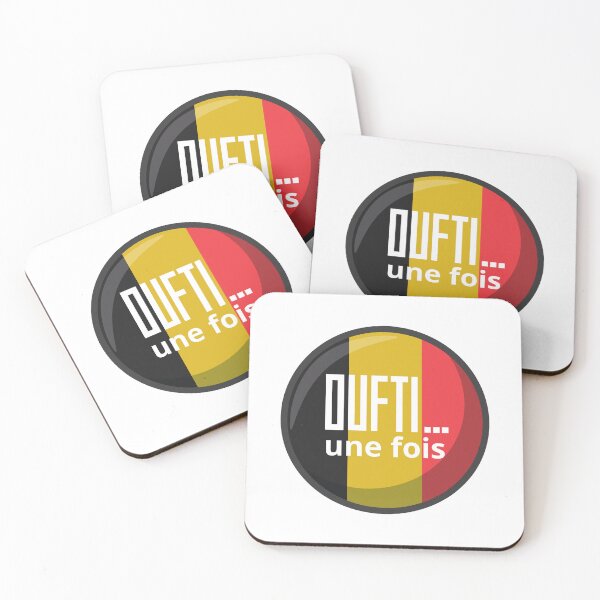 Item preview, Oufti... un fois: Belgian expression from Liège on a Belgian flag in the shape of a black yellow red circle designed and sold by PausePapote.