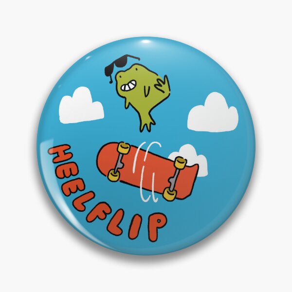 Item preview, Cool skateboard heelflip forg doodel badge designed and sold by Childish by Design.