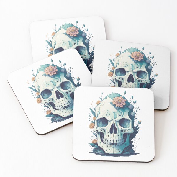 Item preview, Skull head covered with flowers on it hallowenn digital art illustration designed and sold by Sashindra Wijayarathna.