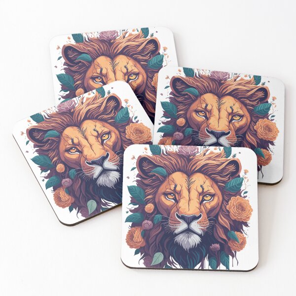Aperçu de l'œuvre Lion vintage avec des fleurs créée et vendue par TrickstersTrove.