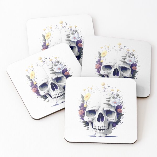 Item preview, Skull head covered with flowers on it hallowenn digital art illustration designed and sold by Sashindra Wijayarathna.
