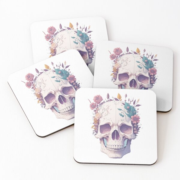 Item preview, Skull head covered with flowers on it hallowenn digital art illustration designed and sold by Sashindra Wijayarathna.