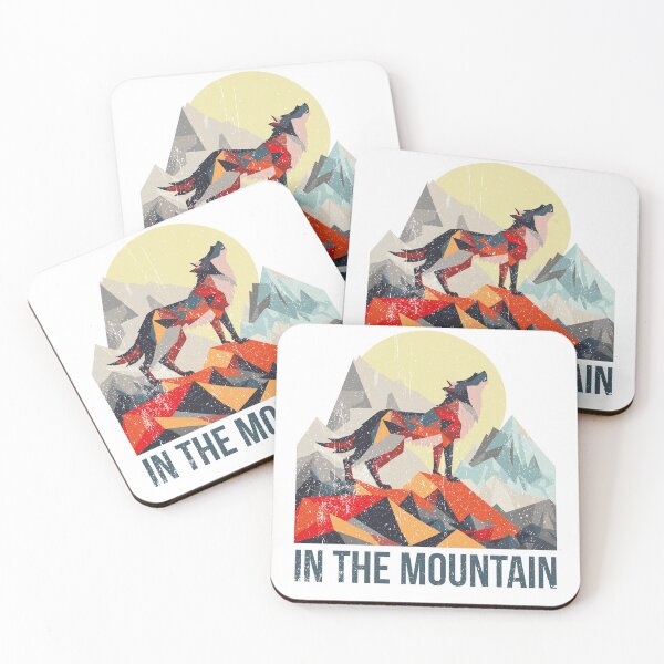 Item preview, Polygonal Wolf Howling Over Mountains Print Design designed and sold by dakaseli.