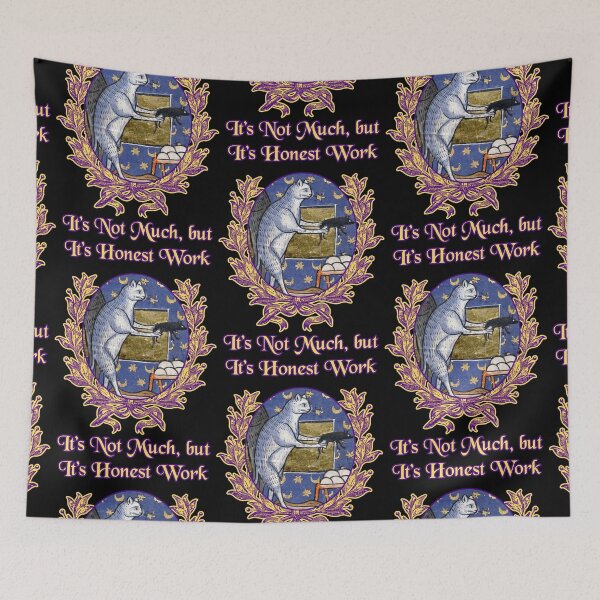Item preview, 'It's not Much, but It's Honest Work' Goofy Cat Offering Mouse - Medieval Designs Collection designed and sold by Ridiculam Toga.