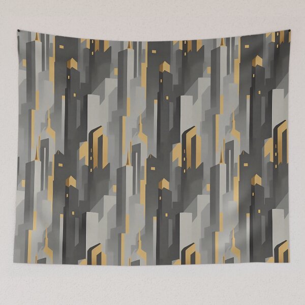 Item preview, Gouache Painting Art Deco City Art Print designed and sold by tsurugidesigns.