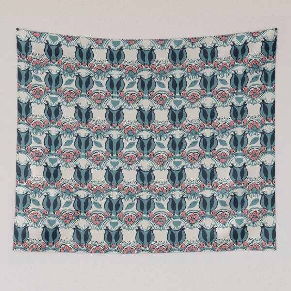 Item preview, Blue Pink Art Nouveau Stylized Floral Pattern designed and sold by Sturdust.