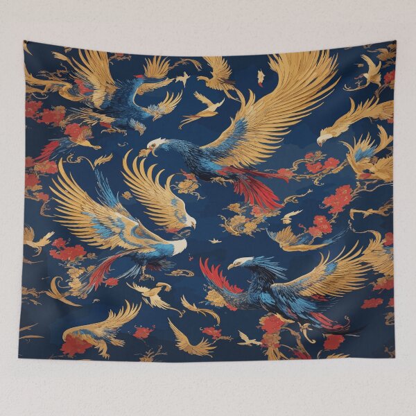 Item preview,  Birds in Blue, Black, Gold, and Red - A Captivating Painting Experience designed and sold by AFUNARTZ.