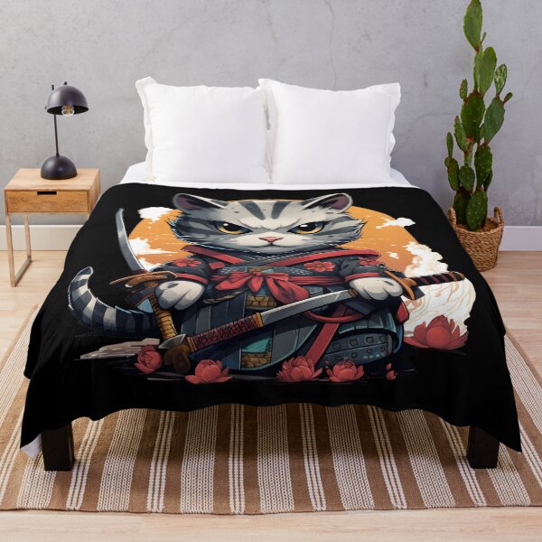 Item preview, Samurai cat ninja, japanese, warrior designed and sold by ArtHideaway.