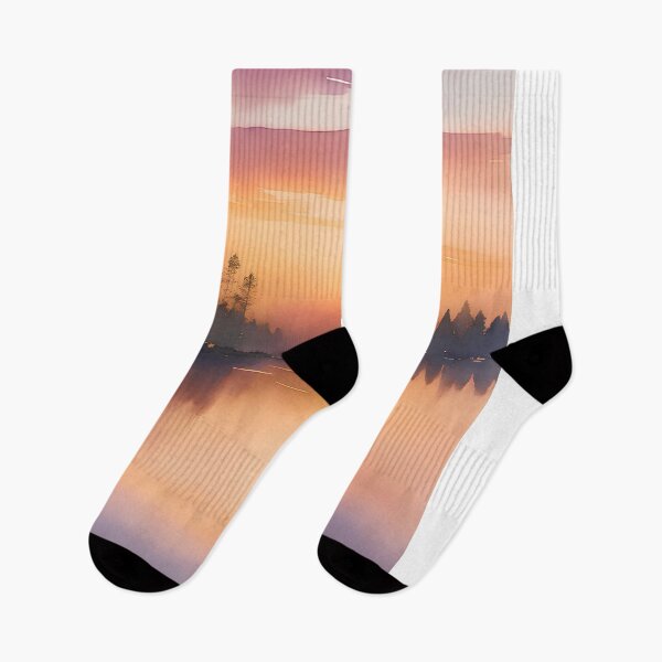 Item preview, Watercolour Landscape Lake Sunset designed and sold by druidwolfart.