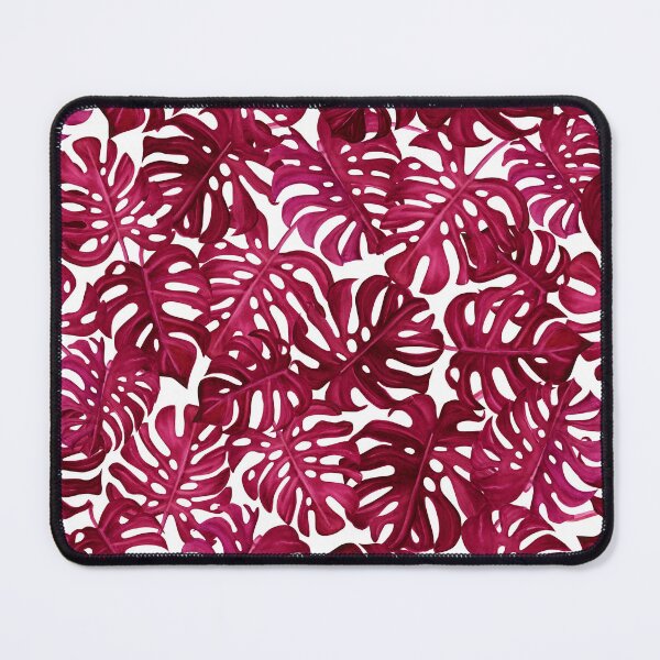 Item preview, Watercolor Hand Drawn Tropic Monstera Leaves viva magenta designed and sold by Olena Kovalova Design.