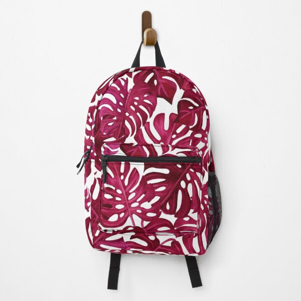 Item preview, Watercolor Hand Drawn Tropic Monstera Leaves viva magenta designed and sold by Olena Kovalova Design.