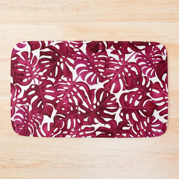 Item preview, Watercolor Hand Drawn Tropic Monstera Leaves viva magenta designed and sold by Olena Kovalova Design.