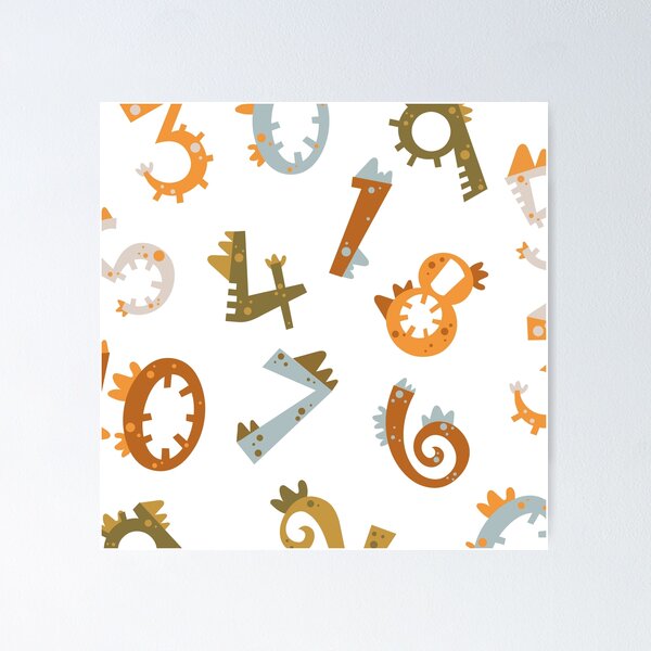 Item preview, time to money, vector seamless pattern with numbers dinosaurs designed and sold by SabinArt.