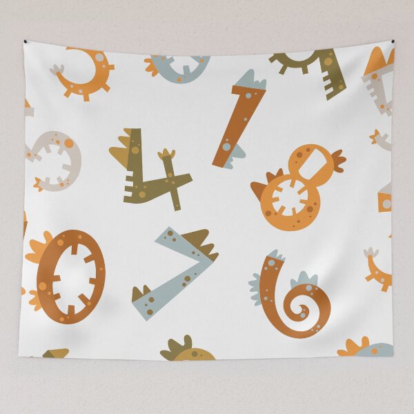 Item preview, time to money, vector seamless pattern with numbers dinosaurs designed and sold by SabinArt.