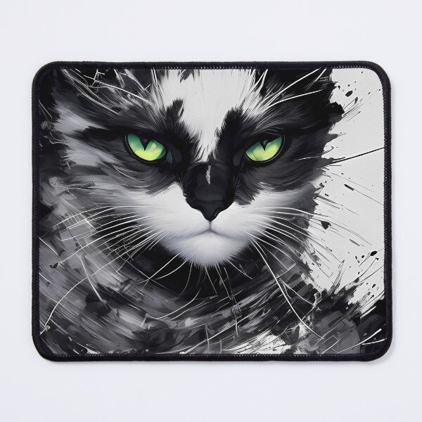 Item preview, Black and White cat with Vibrant eyes designed and sold by TrickstersTrove.
