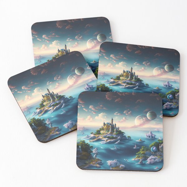 Item preview, Jaw-Dropping Blue Domed Fantasy Castle floating in the sky. designed and sold by radhakidesign.