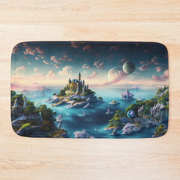 Item preview, Jaw-Dropping Blue Domed Fantasy Castle floating in the sky. designed and sold by radhakidesign.