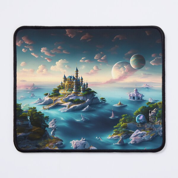 Item preview, Jaw-Dropping Blue Domed Fantasy Castle floating in the sky. designed and sold by radhakidesign.