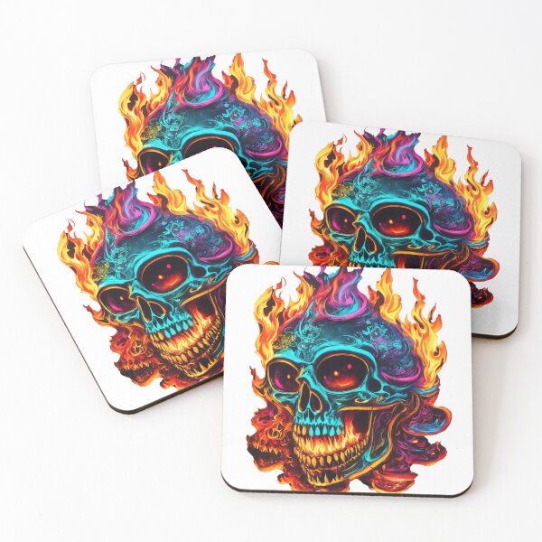 Item preview, Funky skull with colorful fire frame. designed and sold by Jayjaynaenae.
