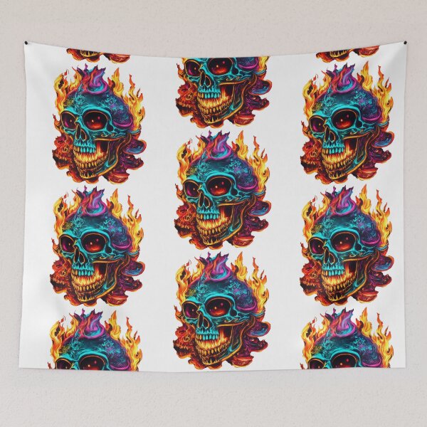 Item preview, Funky skull with colorful fire frame. designed and sold by Jayjaynaenae.