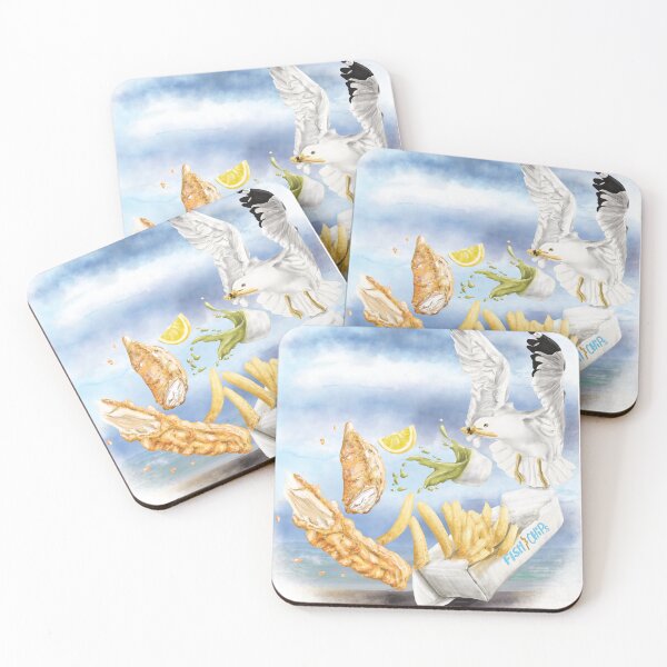 Item preview, Seagull Steals Fish and Chips Coastal Decor designed and sold by magdalastudiodesign.