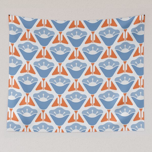 Item preview, KF 0056 D - Retro Vintage Flower Minimalist 70s Modern Geometric Floral Pattern designed and sold by KhakiFinch.