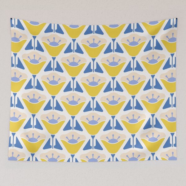 Item preview, KF 0056 G - Retro Vintage Flower Minimalist 70s Modern Geometric Floral Pattern designed and sold by KhakiFinch.