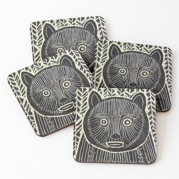 Item preview, woodcut-inspired bear animal design prehistory artwork designed and sold by TommyRoad.