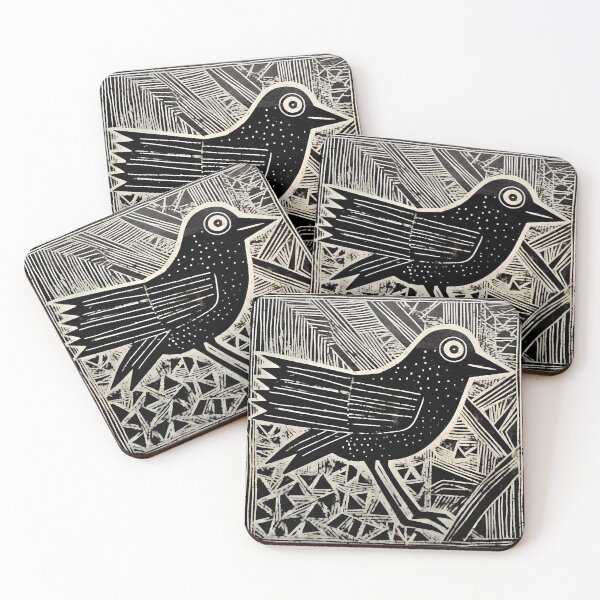 Item preview, woodcut-inspired bird animal design prehistory artwork designed and sold by TommyRoad.