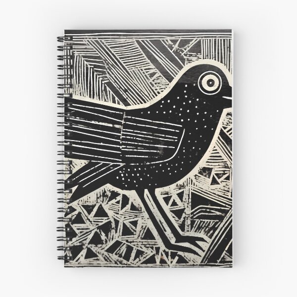 Item preview, woodcut-inspired bird animal design prehistory artwork designed and sold by TommyRoad.