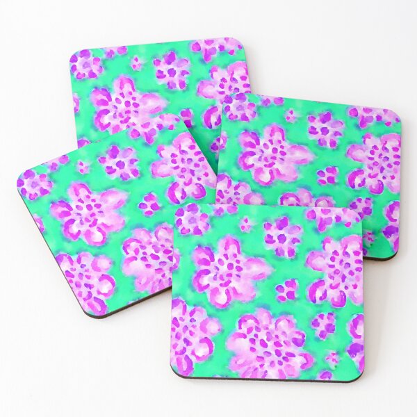 Item preview, Purple daisies on green watercolor seamless pattern designed and sold by SophieClimaArt.