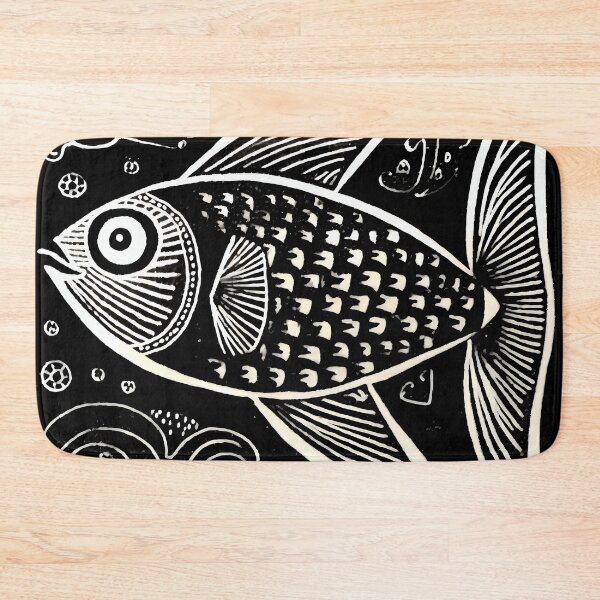 Item preview,  woodcut-inspired fish animal design prehistory artwork designed and sold by TommyRoad.
