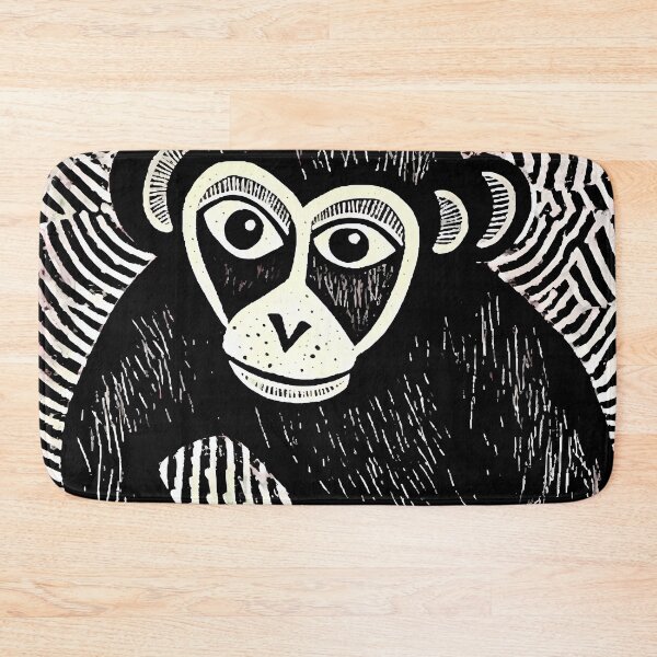 Item preview, woodcut-inspired monkey animal design prehistory artwork designed and sold by TommyRoad.