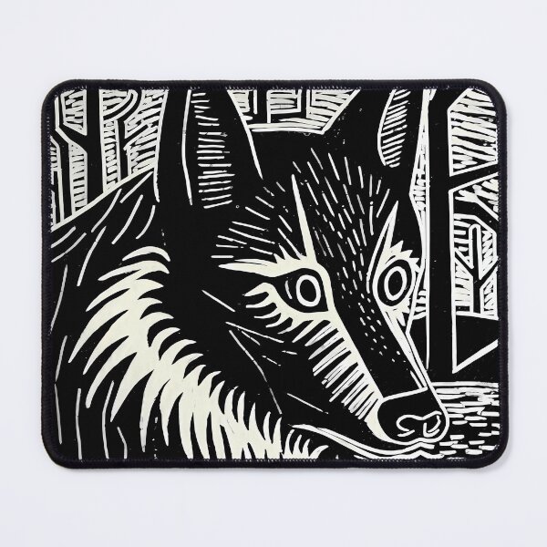 Item preview, woodcut-inspired wolf animal design prehistory artwork designed and sold by TommyRoad.