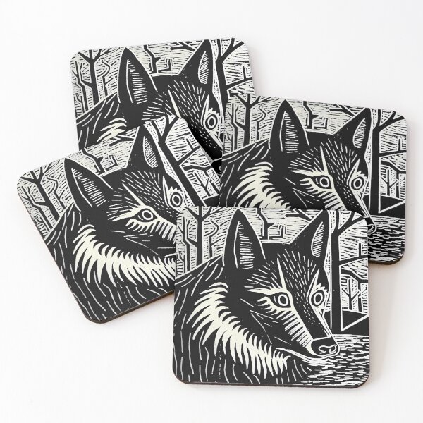 Item preview,  woodcut-inspired wolf animal design prehistory artwork designed and sold by TommyRoad.